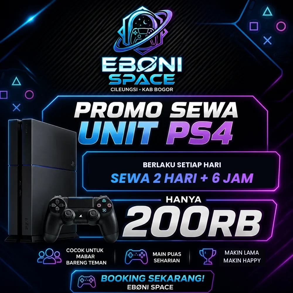 Promo Makin Lama Makin Happy sewa PS4 2 hari 6 jam Rp200.000 Eboni Space